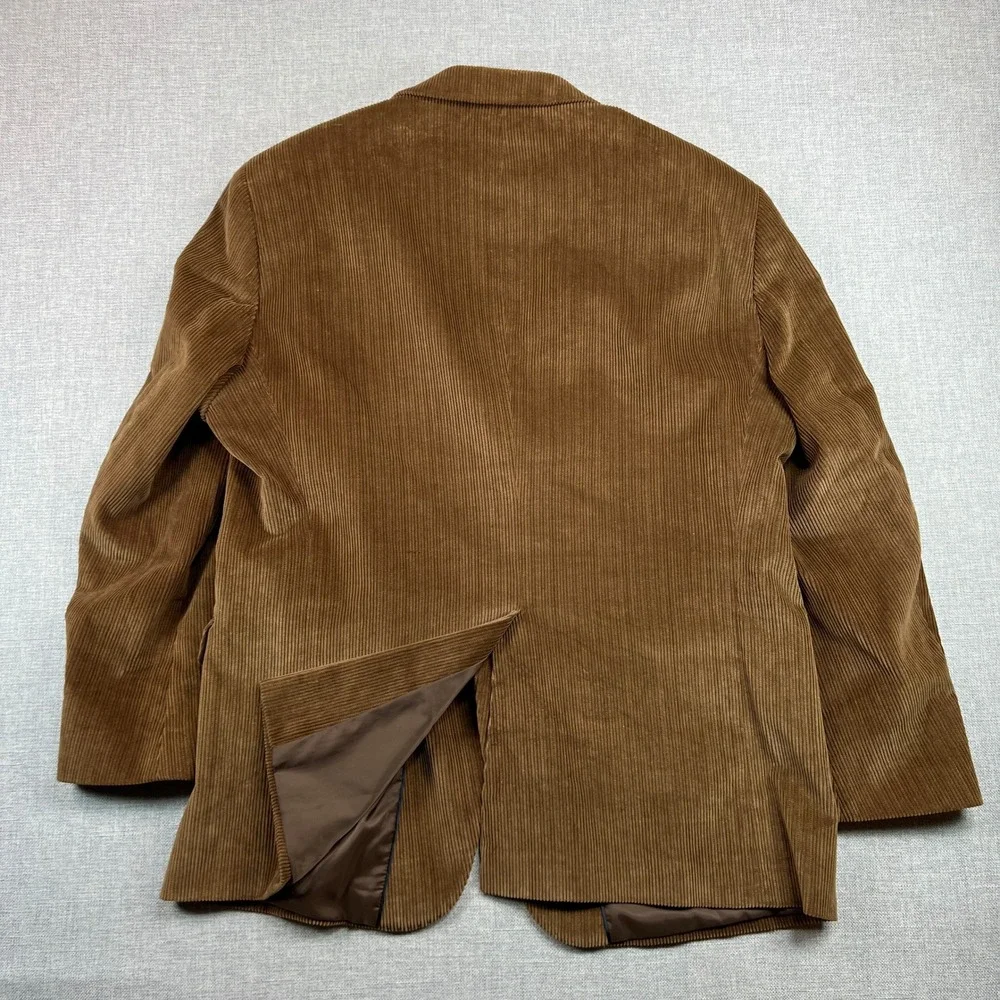 Dockers Corduroy Sport Coat Men 46R Brown Cotton Satin Lined Blazer Academia Ivy